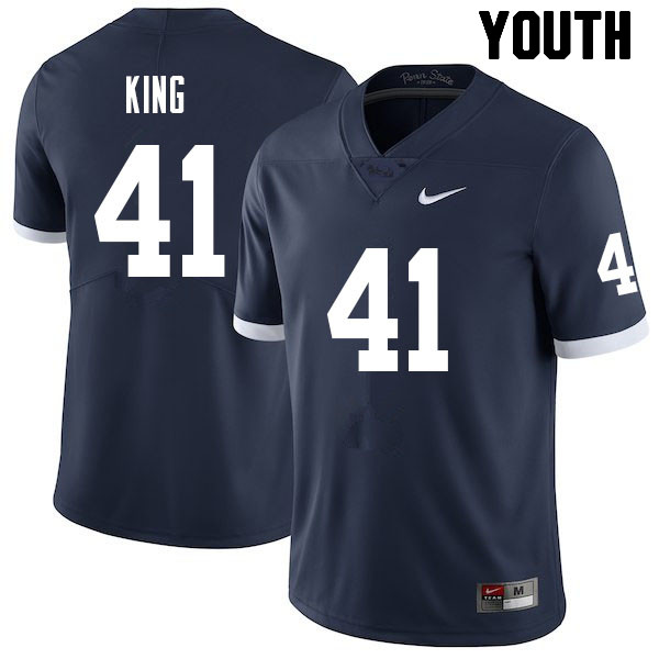 Youth #41 Kobe King Penn State Nittany Lions College Football Jerseys Sale-Retro